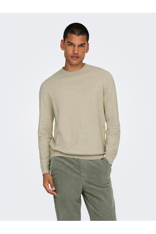 Only & Sons Onslouı Reg 12 Mel Crew Knıt Noos Erkek Bej Kazak - 22029951