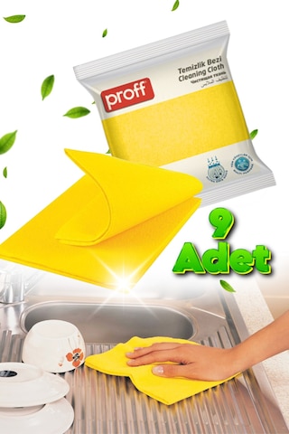Grimorlife 9 Adet Sarı Temizlik Bezi Banyo Mutfak Toz Bezi -dayanıklı Uzun Ömürlü Araba Mutfak Bezi