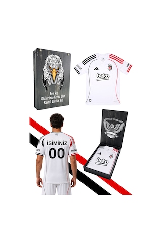 Lisanslı Adidas Beşiktaş Forma 25-26 Sezon Beyaz Forma Lazer Veya Uv Kutulu Kişiye Özel