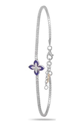 Brezza Lusso Jewelry Mineli Lusso Çiçeği Su Yolu Pırlanta Işıltılı Kadın Gümüş Bileklik