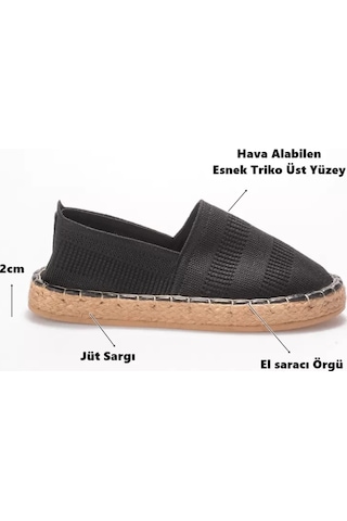 TRENDELLA Kadın Siyah Triko Jüt Sargı El Yapımı Espadril Tr44my01a Kırmızı