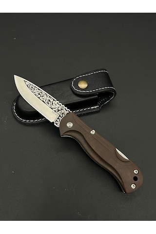 Böhler N690 Çelik Gravürlü Klipsli Çakı Kahverengi