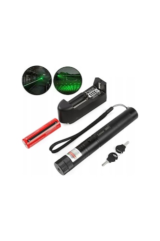 Powermaster Om-120118650 Pilli Şarjlı Anahtar Emniyetli Yeşil Lazer Pointer 50 Km