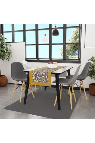 Colorful Flowers Runner 140x45cm Renkli Çiçek, Ince Keten Uluslararası Yıkama Ve Solmama Sertifikası Çok Renkli