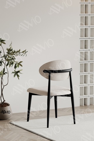 Avvio Siyah Polo Sandalye Mutfak Salon Yemek Odası Sandalyesi Metal Ayak Krem