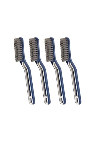 Teltree Mavi 4'lü Paket V-şekilli Zemin Aralığı Temizleme Fırçası, Çok Amaçlı Sert Tüylü, Kırıntı Toplama Klipsi İle Banyo-mutfak Temizliği Mavi