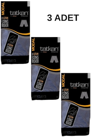 Tatkan Erkek 3'lü Çok Renkli Uzun Long Penye Modal Boxer Short Abani