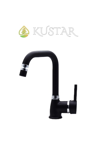 Kustar Varna Siyah 360 Oynar Başlıklı Aç Kapa Sıcak Soğuk Banyo Lavabo Bataryas