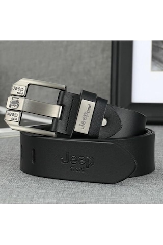Kemer Deri Siyah Metal Tokalı Şık Italyan Kemer Siyah
