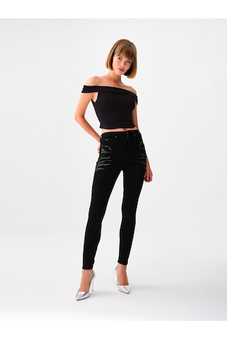 LOFT Crop Kadın Tshirt K.kol Lf2038361 Q1.v1 Siyah