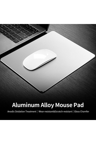 Fastbuy Alüminyum Alloy Mouse Pad: Dayanıklı, Kaymaz, Ofis/oyun, Gümüş Renk, 195x145mm
