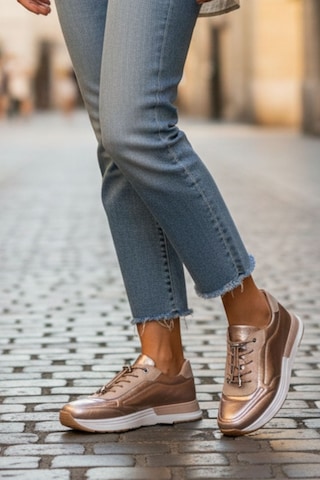Napa Shoes Hakiki Deri Hızlı Bağcıklı Ortopedik Taban Spor Ayakkabı Napa-383 Bronz