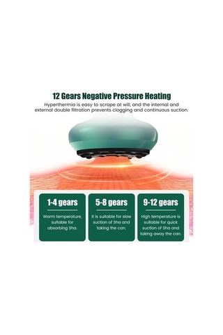 Willowhaven 12 Seviyeli Elektrikli Çukurluğu Vakum Masajı Guasha Anti Selülit Ds-a12 Green Çok Renkli Çok Renkli