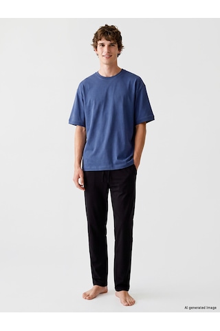 LC Waikiki Lc Waıkıkı İndigo Bisiklet Yaka Kısa Kollu Erkek Pijama Üst Indigo