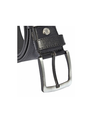 Süzer Deri 4 Cm. Spor Suni Deri Çift Dikişli Model Kemer Siyah Siyah