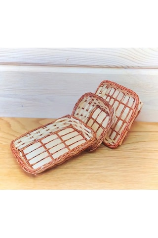 Nika&shop Örgü Sepet Ekmeklik Rattan 3'ü 1 Arada 152205847 Açık Kum Rengi