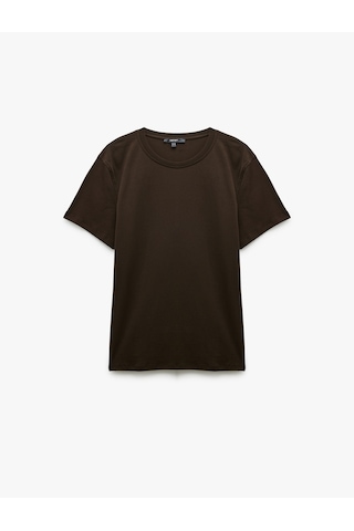 Koton Pamuklu Kısa Kollu Bisiklet Yaka Erkek Basic Tişört Kahverengi 6wam10062hk Kahve