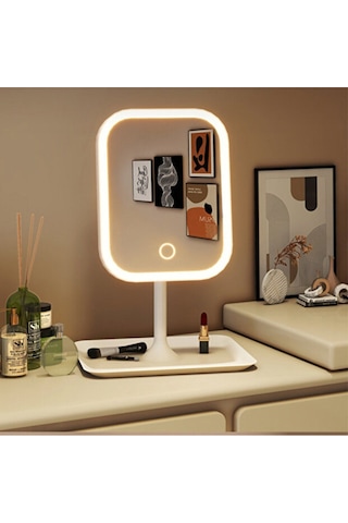 Reoona Led Işıklı Makyaj Aynası Dokunmatik, 3 Işık Modlu, Şık Tasarım Beyaz
