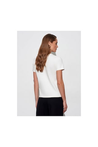 Dilvin 32779 Bisiklet Yaka T-shirt-ekru-16478
