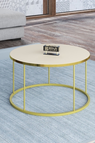 Orta Sehpa Ve Zigon Sehpa Terra Set Gold Krem