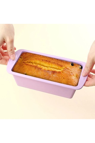 Kangvka Mini Dikdörtgen Silikon Kek Kalıbı - Evde Kullanıma Uygun, Direk Çıkarma Özelliği, Fırına Uygun, Isı Dayanıklı Pastırma Kalıbı Mor MOr