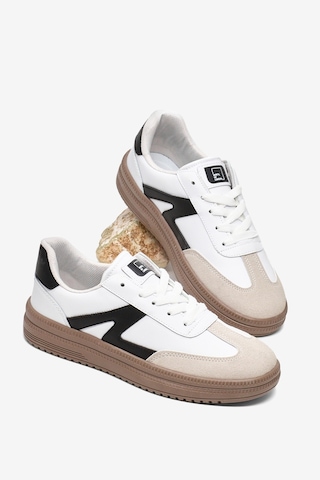 Tonny Black Rahat Kalıp Kauçuk Taban Bağcıklı Sneaker Kadın Beyaz Siyah Sneaker Tbtyldz005