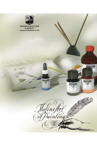 Rohrer&klingner Kaligrafi Mürekkebi Zeichentusche 29-airbrush-fırça-divit-sulu Boya 1000ml-770-black Siyah