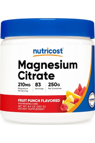 Nutricost Magnesium Citrate 210 Mg - 83 Servis - Fruit Punch Flavored