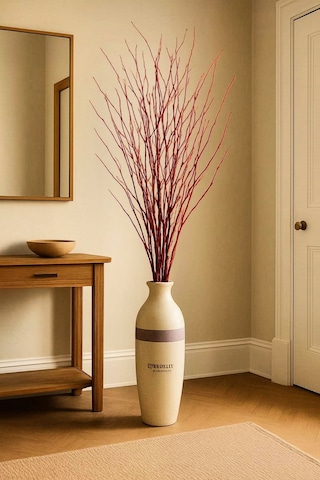 Gerçek Kurutulmuş Ağaç Dal Demeti Kırmızı El Boyaması 100 Cm