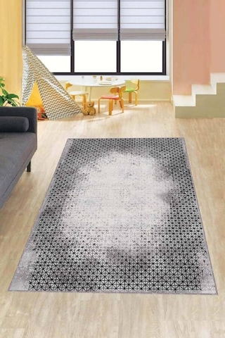 Gri Modern Klasik Kaymaz Tabanlı Dekoratif Halı Ar383n11