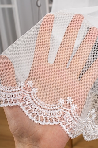 Grek Etek Nakış İşlemeli Çicek Desen Tül Perde