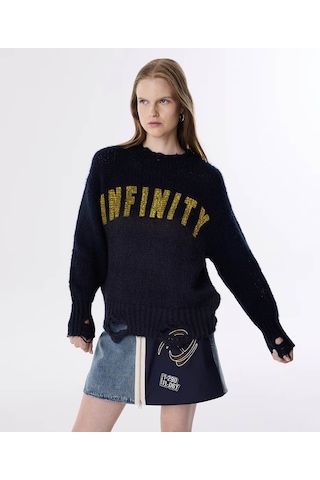 Twist Eskitme Efektli Lacivert Kadın Kazak Tw6250050265 Lacivert