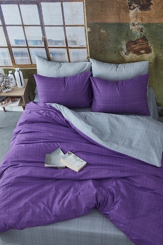 BonjardinHome %100 Pamuklu Çift Taraflı Çift Kişilik Nevresim Takımı (473532855) Mor