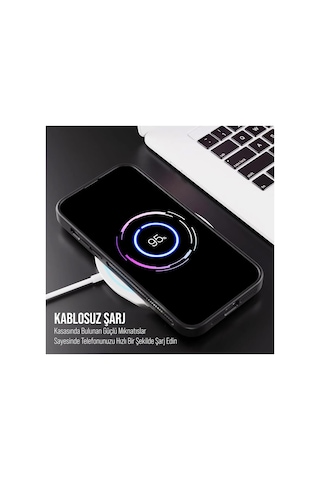 iPhone Uyumlu 12 Promax Kamera Korumalı Stantlı Magsafe Destekli Lens Koruyucu Telefon Kılıf Siyah