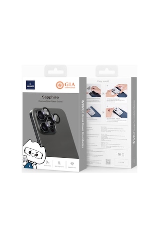 İphone 16 Pro Max Uyumlu Safir Kamera Lens Koruyucu Wiwu Lg-003 Lens Guard Siyah