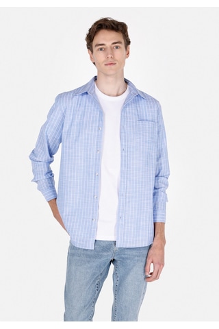 Colin's Colins Regular Fit Shirt Neck Çizgili Erkek Mavi Uzun Kol Gömlek Cl1073113 Q1.v1 Ble Mavi