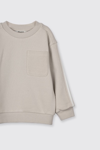 Panço Erkek Bebek Kol Üstü Şerit Detaylı Taş Sweatshirt Gri