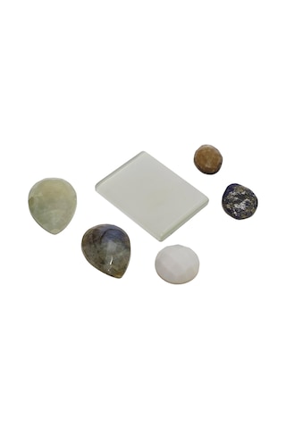 Kabaşon Kesim Kuvars Doğal Taş 24,1 Gram Lot 18 renkli