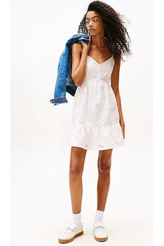 Tommy Jeans Tjw Broderıe Anglaıse Dress Kadın Beyaz Elbise Dw0dw21165ybl Beyaz