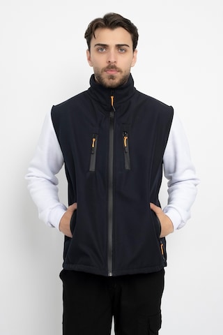 Dasüniforma Softshell İçi Polarlı Su Geçirmez Standart Fit Yelek Rüzgar Geçirmez Tam Fermuar Kışlık Unisex Lacivert