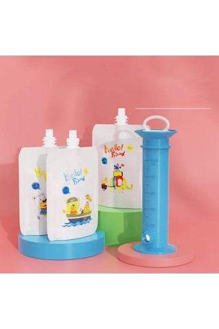 Atıştırmalık Kab Beslenme Saati Pratik Mama Bebek Püre Doldurma Aparatı Seti - 10 Yedek Püre Paketli