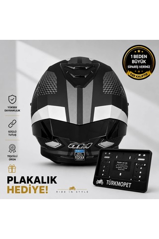 Mh Sports Çene Açılır Güneş Vizörlü Kask + Plakalık Mat Siyah
