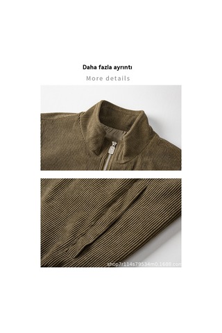 Yeni Kargo Bol Kadife Ceket Haki
