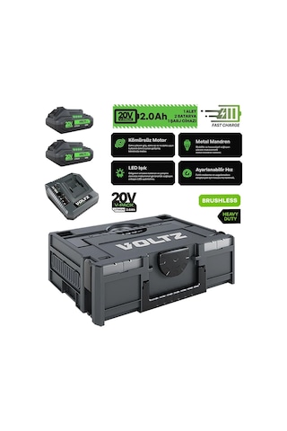 Voltz Vzdr-20ı Kömürsüz Şarjlı Darbeli Matkap 20 Volt 2 X 2 Ah