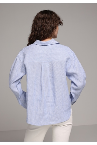 Colin's Colins Fashion Fit Shirt Neck Çizgili Kadın Mavi Uzun Kol Gömlek Cl1078997 Q1.v1 Ble