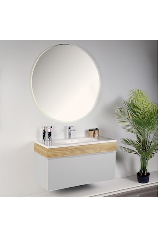 Kobos Harmony 100 Cm Banyo Dolabı Seti Bianco + Meguro Beyaz