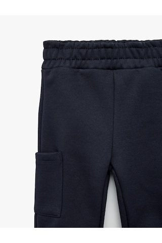 Koton Beli Lastikli Şardonlu Cepli Jogger Eşofman Altı Lacivert 7wmb40056tk