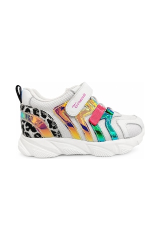 Papucumun Dünyası Kız Çocuk Hakiki Deri Çok Renkli Şık Sneaker Beyaz