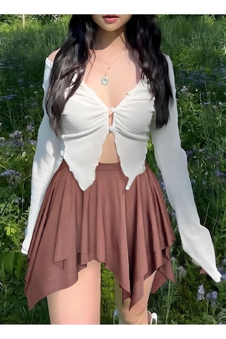 Deep Secret Asimetrik İki Kat Etek Sarı