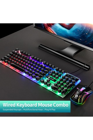 Monyee Gtx300 Retro Tasarım Klavye Ve Fare Seti - Ergonomik, Işıklı, Usb Bağlantılı, Beyaz Renk Diğer